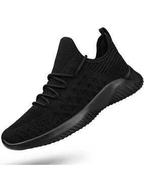 Women's All Black Walking Sneakers Running Non Slip Tennis Lightweight Gym Shoes